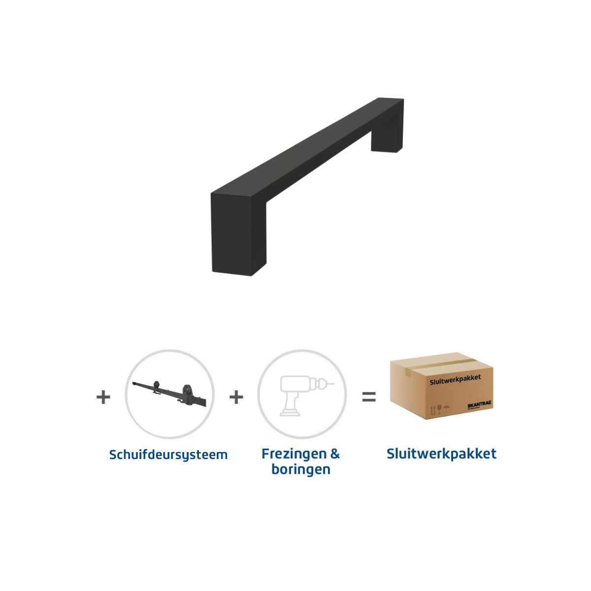 Sluitwerkpakketten met Deurgreep 28x300 Quadrate Zwart